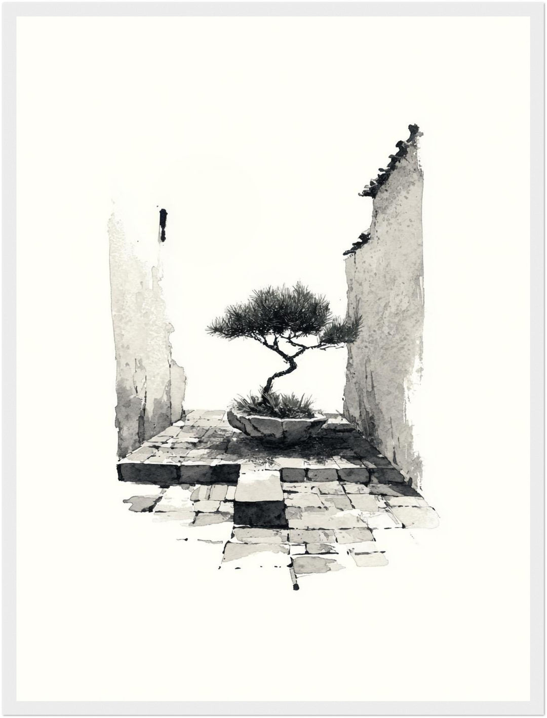 Bonsai in alter Mauer Poster Japandi – mattes Kunstdruck-Papier – Ansicht 5