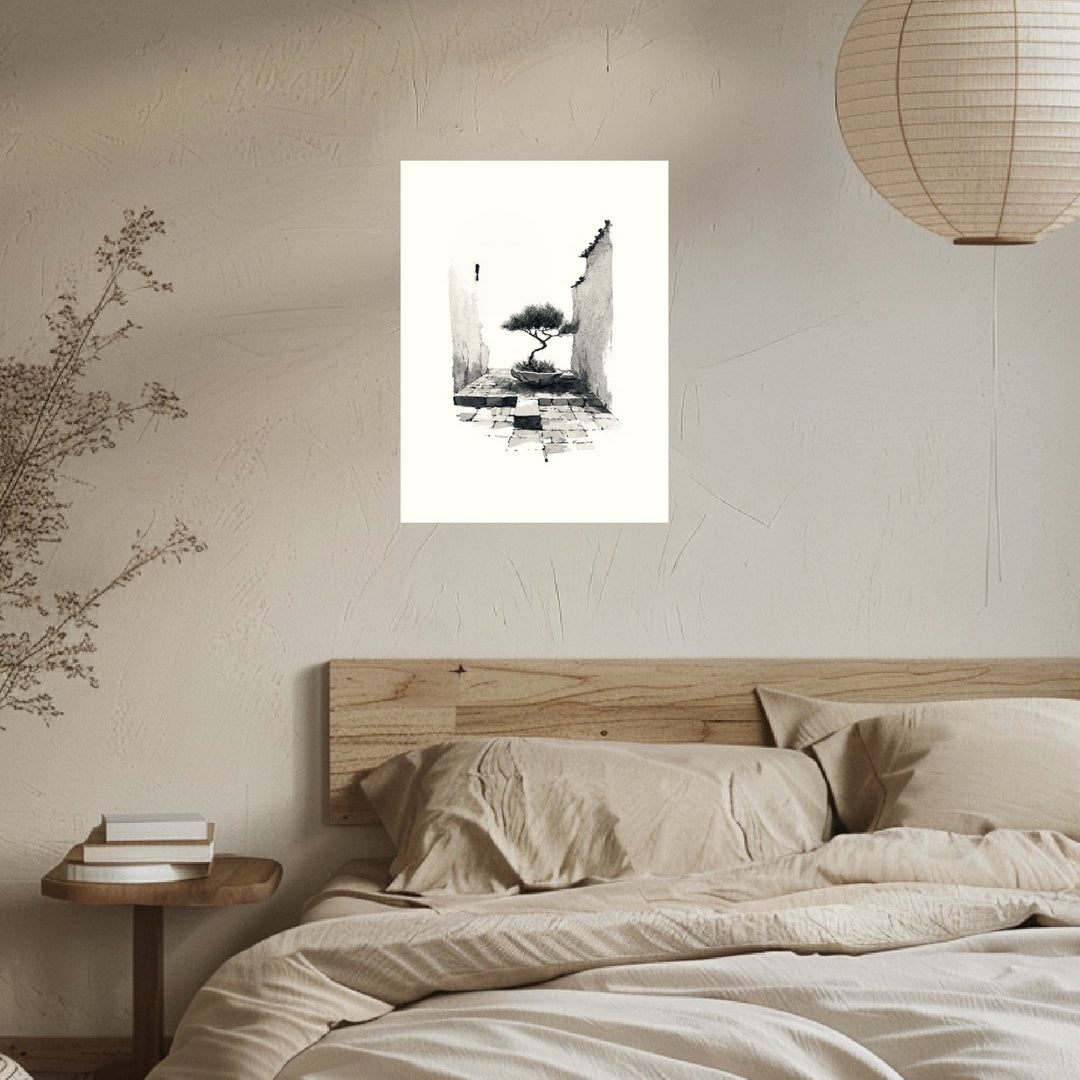 Bonsai in alter Mauer Poster Japandi – mattes Kunstdruck-Papier – Ansicht 4