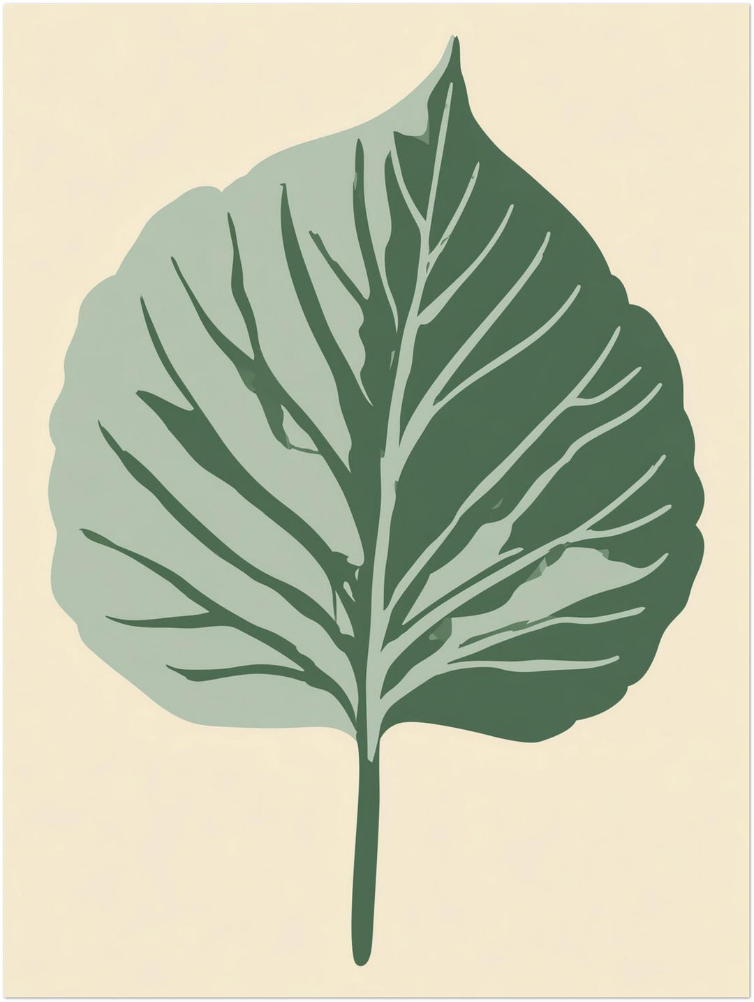 Botanisches Blatt im Zwielicht Leinwandbild – Zimmerszene