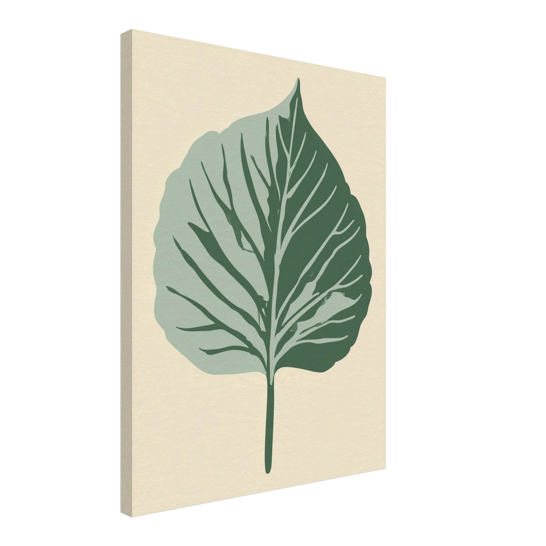 Botanisches Blatt im Zwielicht Leinwandbild – Schräge Ansicht – Produktfoto
