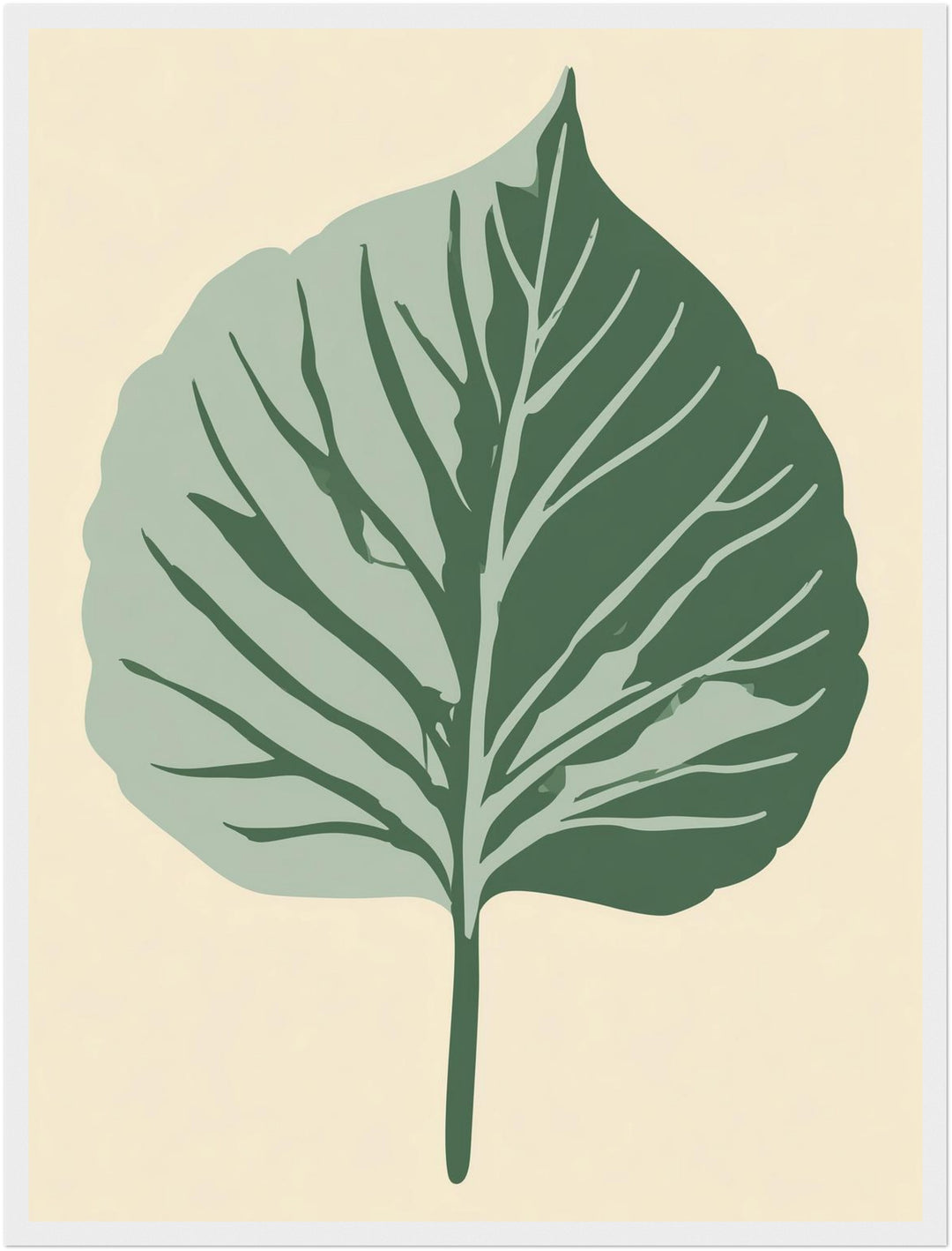 Botanisches Blatt im Zwielicht Poster – Weißer Rahmen – Wohnzimmer Mockup