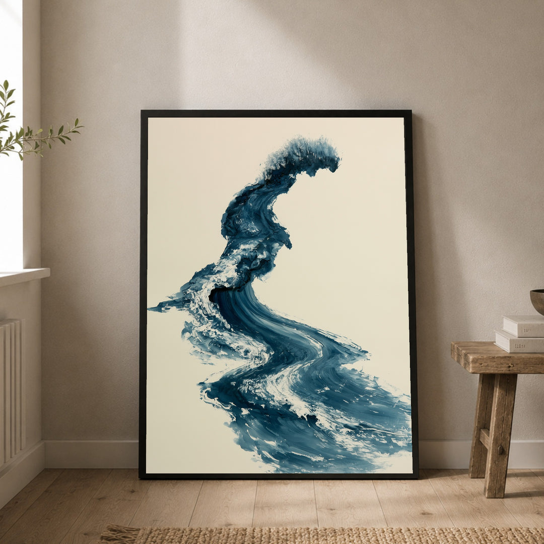 Brechende Welle im Sturm Poster – Schwarzer Rahmen – Produktfoto
