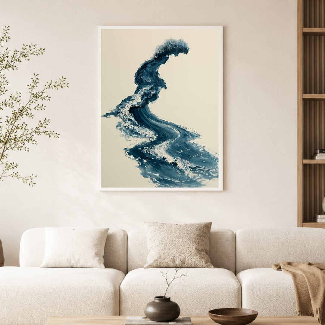 Brechende Welle im Sturm Poster – Weißer Rahmen – Produktfoto