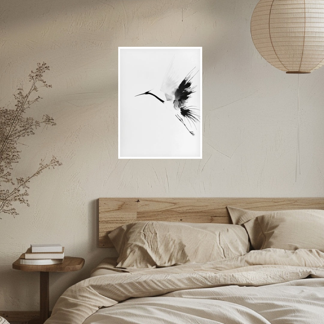 Eleganter Kranichflug Poster Japandi – mattes Kunstdruck-Papier – Ansicht 4