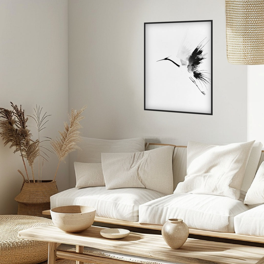 Eleganter Kranichflug Poster Japandi – mattes Kunstdruck-Papier – Ansicht 2