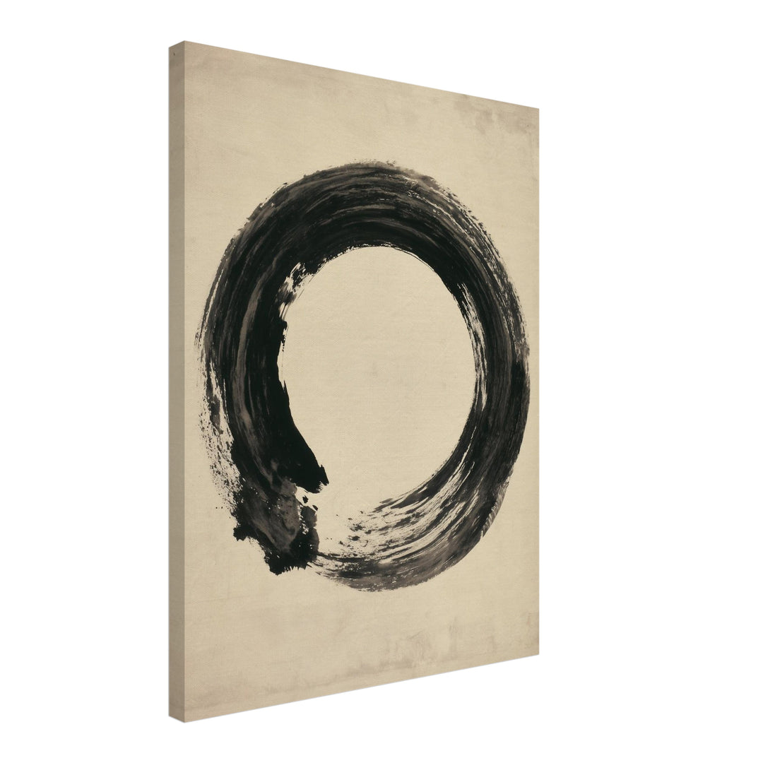 Enso Kreis in Tusche Leinwandbild – Schräge Ansicht – Produktfoto