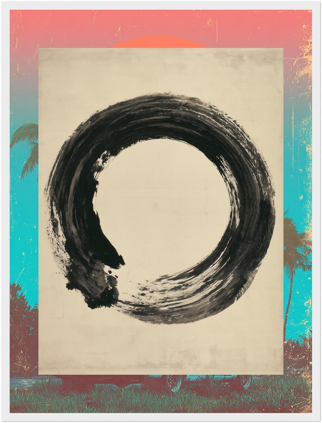 Enso Kreis in Tusche Poster – Weißer Rahmen – Produktfoto