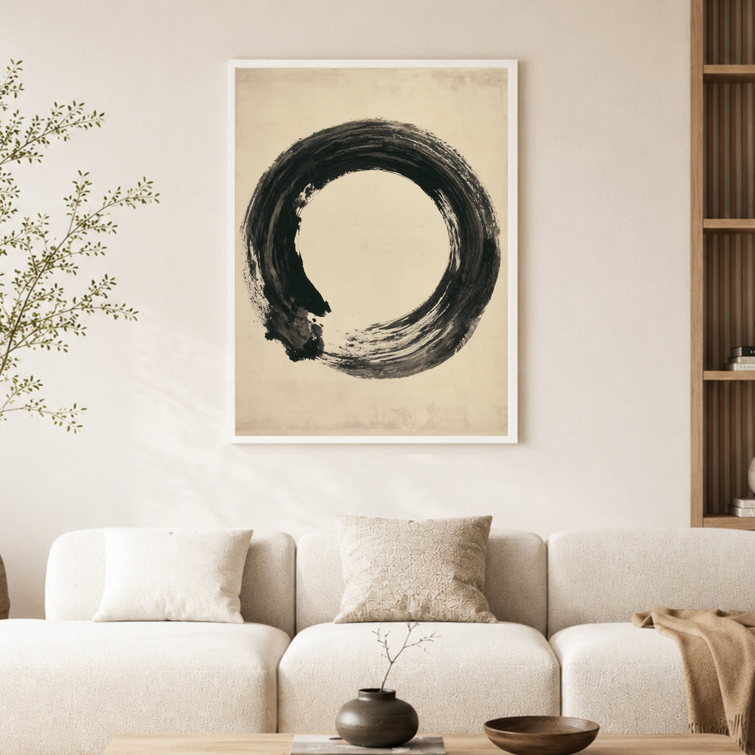 Enso Kreis in Tusche Poster – Weißer Rahmen – Produktfoto