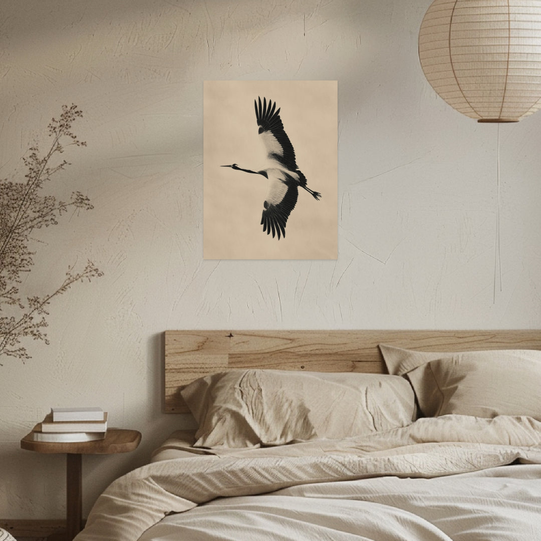 Fliegender Fischreiher Leinwandbild abstrakt – Leinwand auf Holzrahmen – Ansicht 3