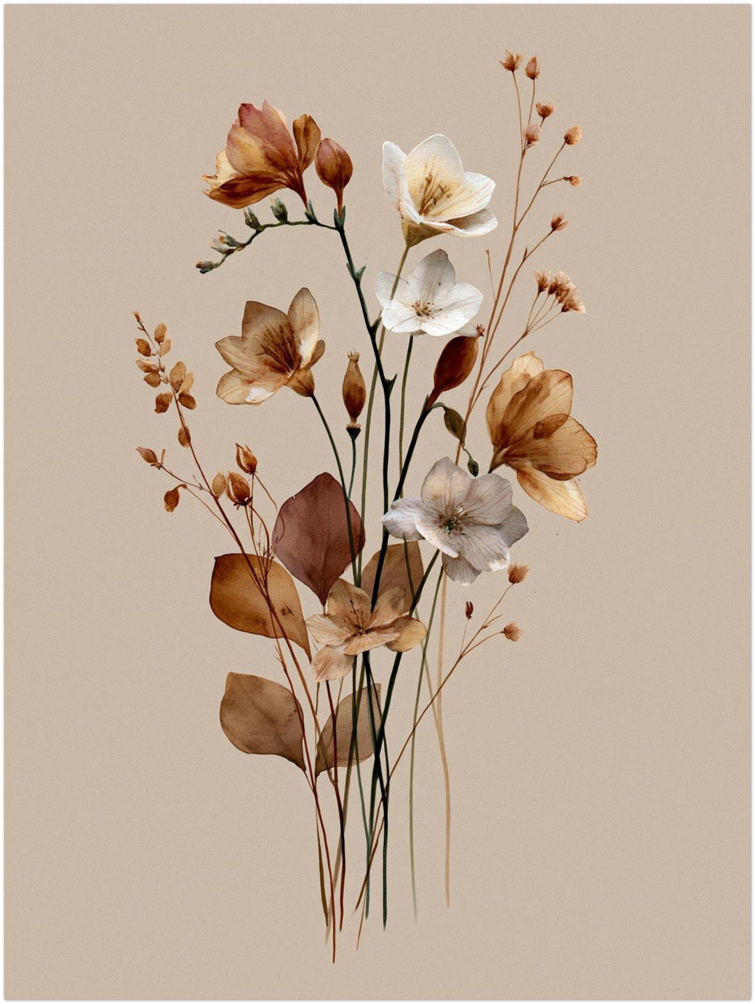 Getrocknete Wildblumen Japandi Poster – Ohne Rahmen – Produktfoto