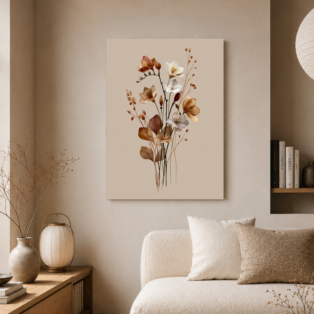 Getrocknete Wildblumen Japandi Leinwandbild – Ohne Rahmen – Produktfoto