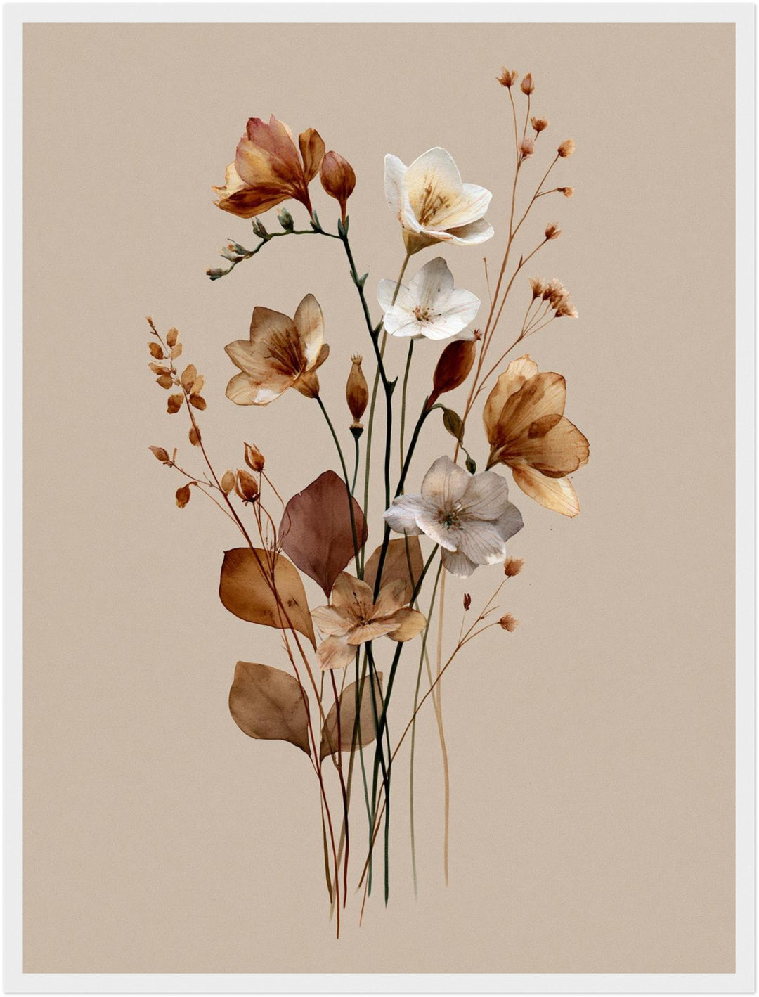 Getrocknete Wildblumen Japandi Poster – Weißer Rahmen – Produktfoto