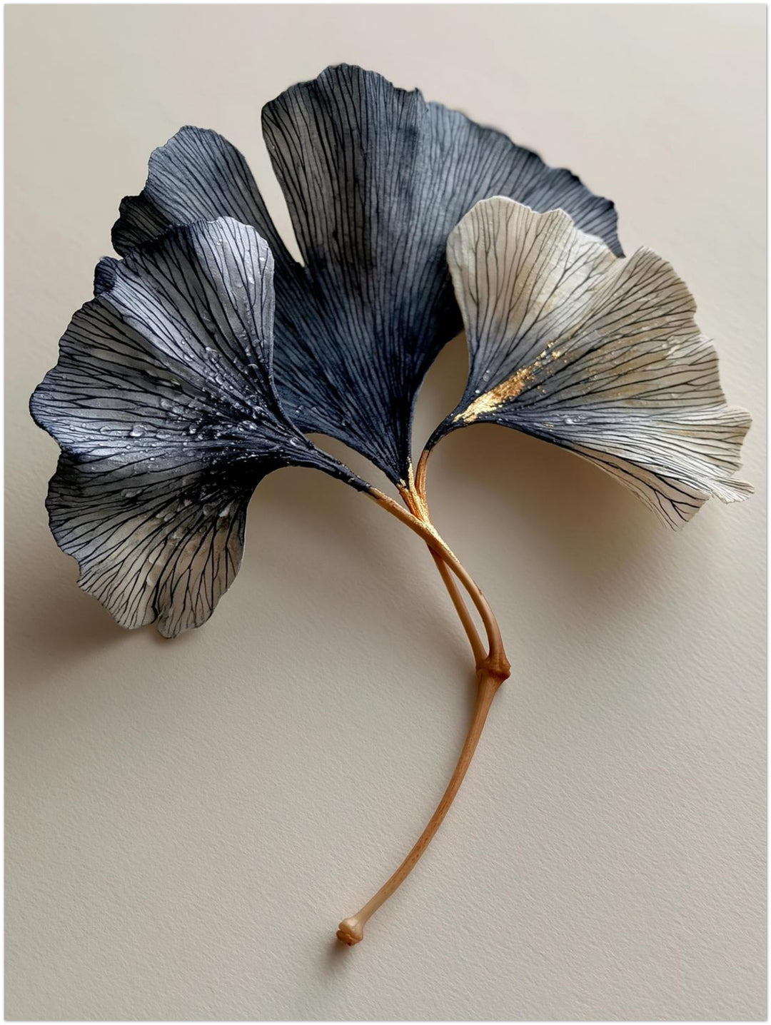 Ginkgo in Indigo und Gold Leinwandbild – Ohne Rahmen – Produktfoto