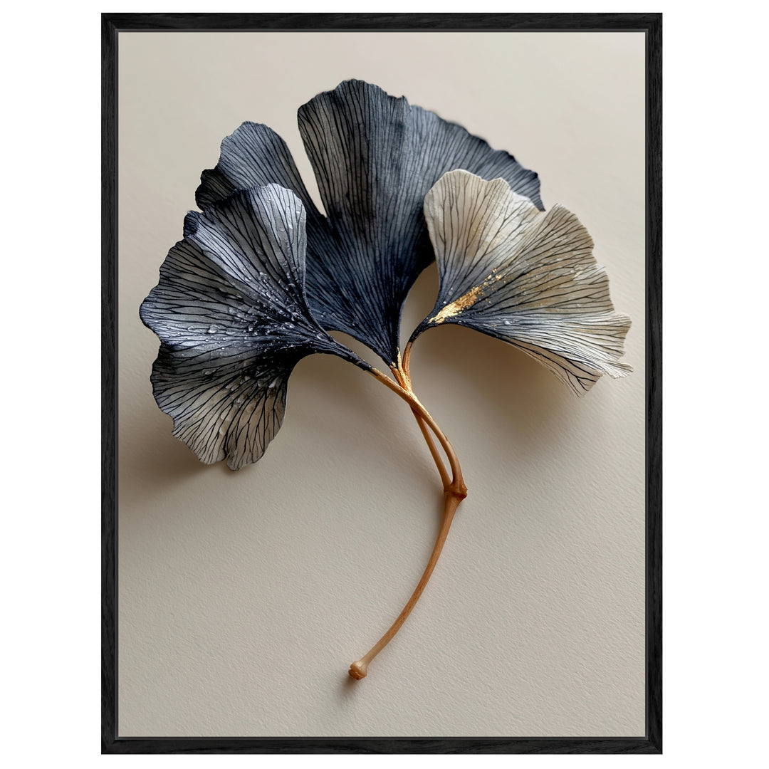 Ginkgo in Indigo und Gold Leinwandbild – Leinwandbild