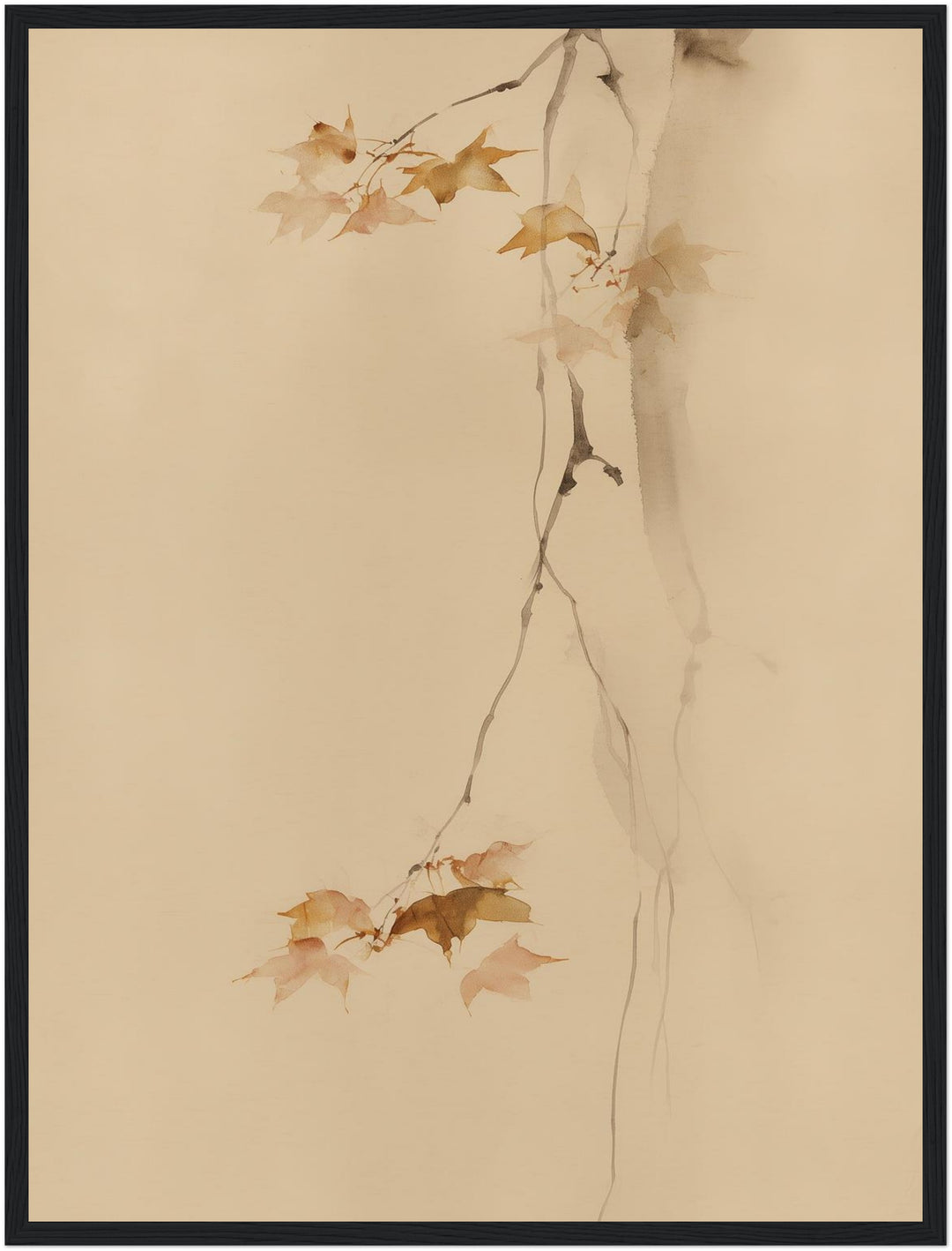 Herbstäste im Fallen Poster – Schwarzer Rahmen – Produktfoto