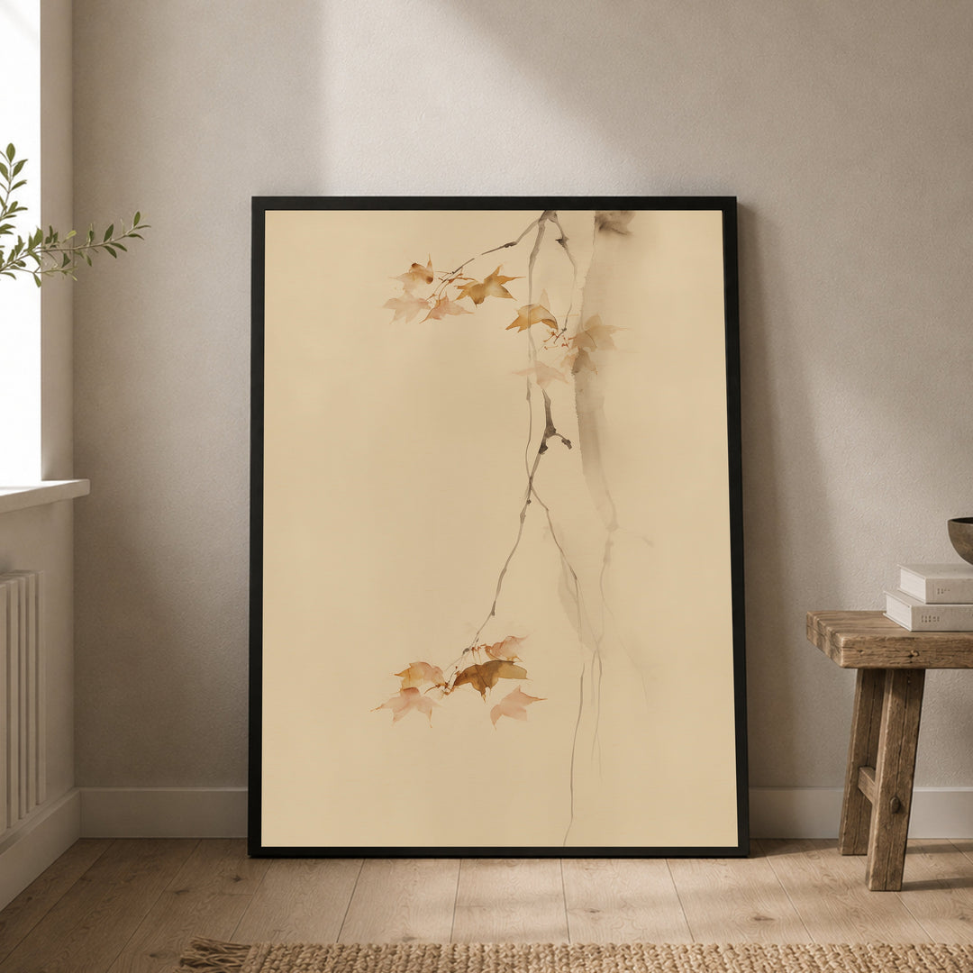 Herbstäste im Fallen Poster – Schwarzer Rahmen – Produktfoto