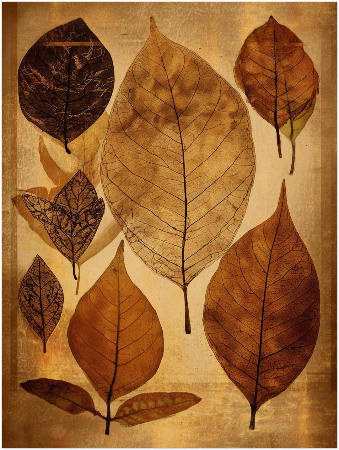 Getrocknete Blätter Herbarium Leinwandbild – Ohne Rahmen – Produktfoto