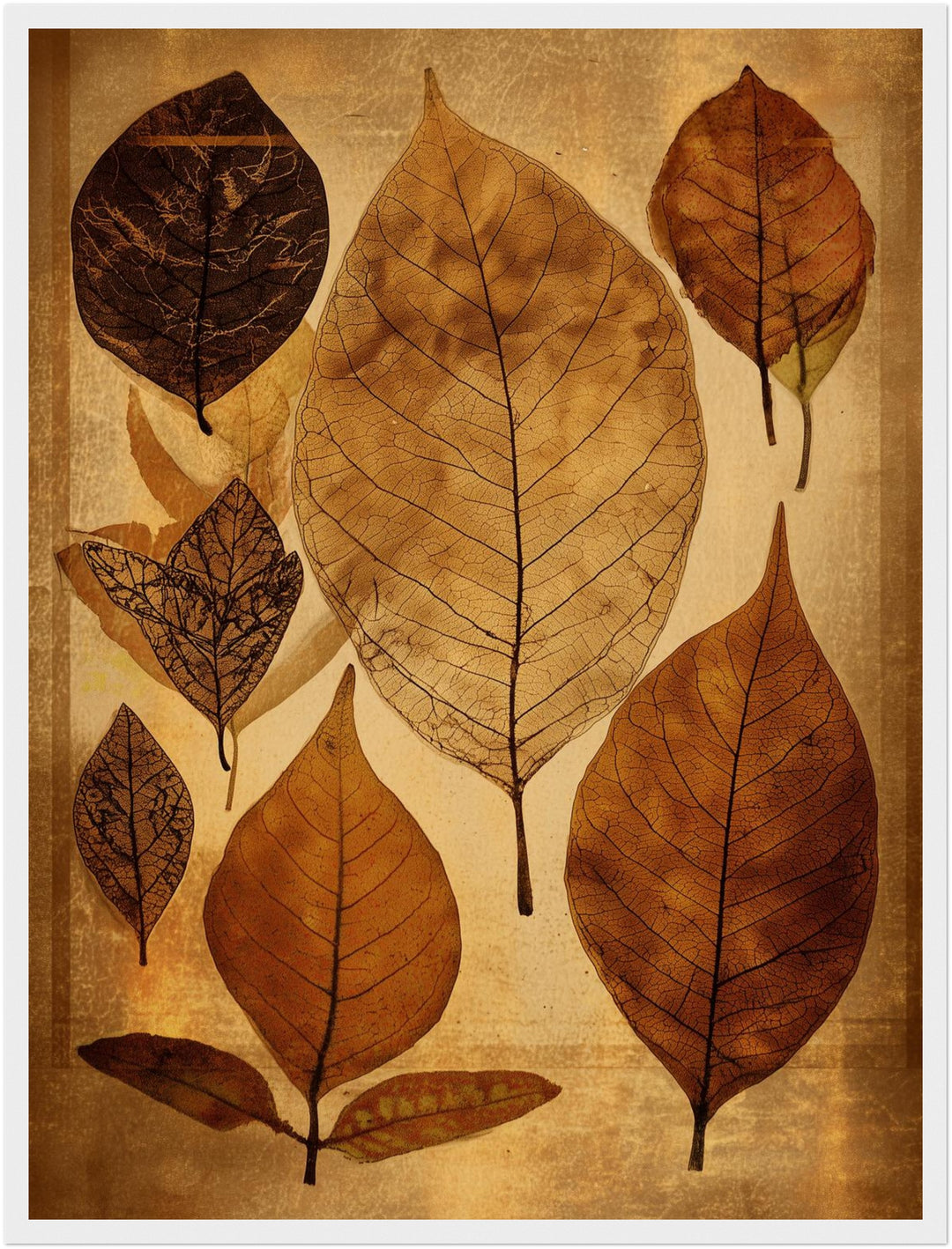 Getrocknete Blätter Herbarium Poster – Weißer Rahmen – Produktfoto