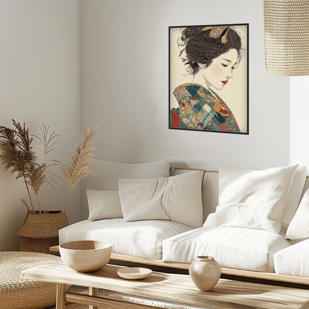 Japanische Frau im Kimono Poster Japandi – mattes Kunstdruck-Papier – Ansicht 3