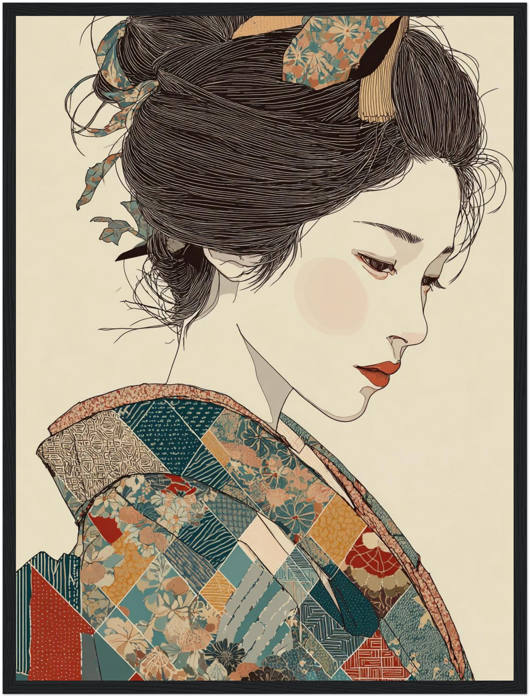 Japanische Frau im Kimono Poster Japandi – mattes Kunstdruck-Papier – Ansicht 6