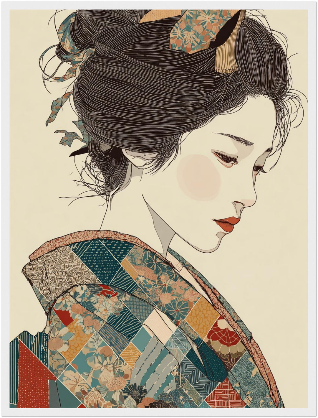 Japanische Frau im Kimono Poster Japandi – mattes Kunstdruck-Papier – Ansicht 5