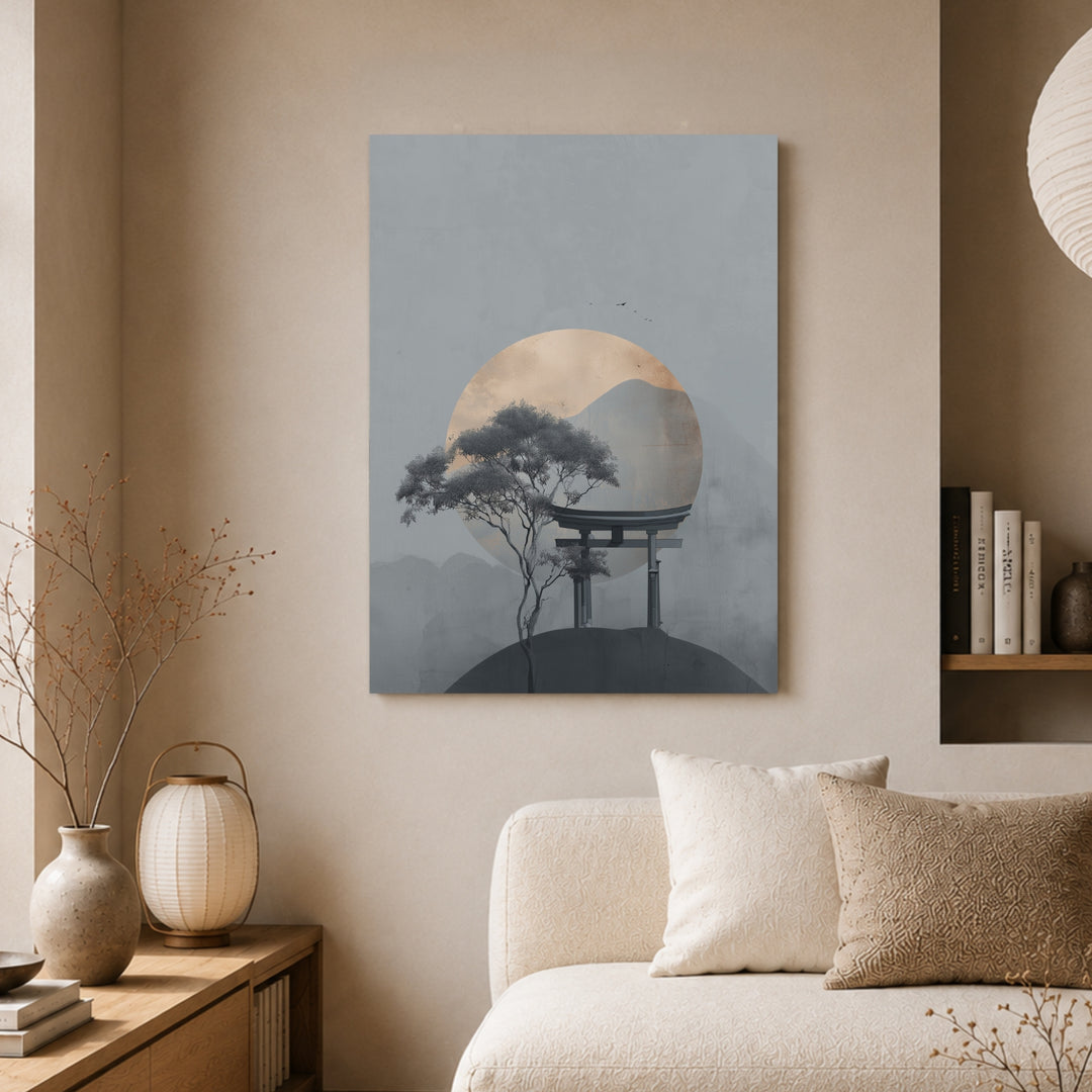 Torii im Morgennebel Leinwandbild – Ohne Rahmen – Produktfoto