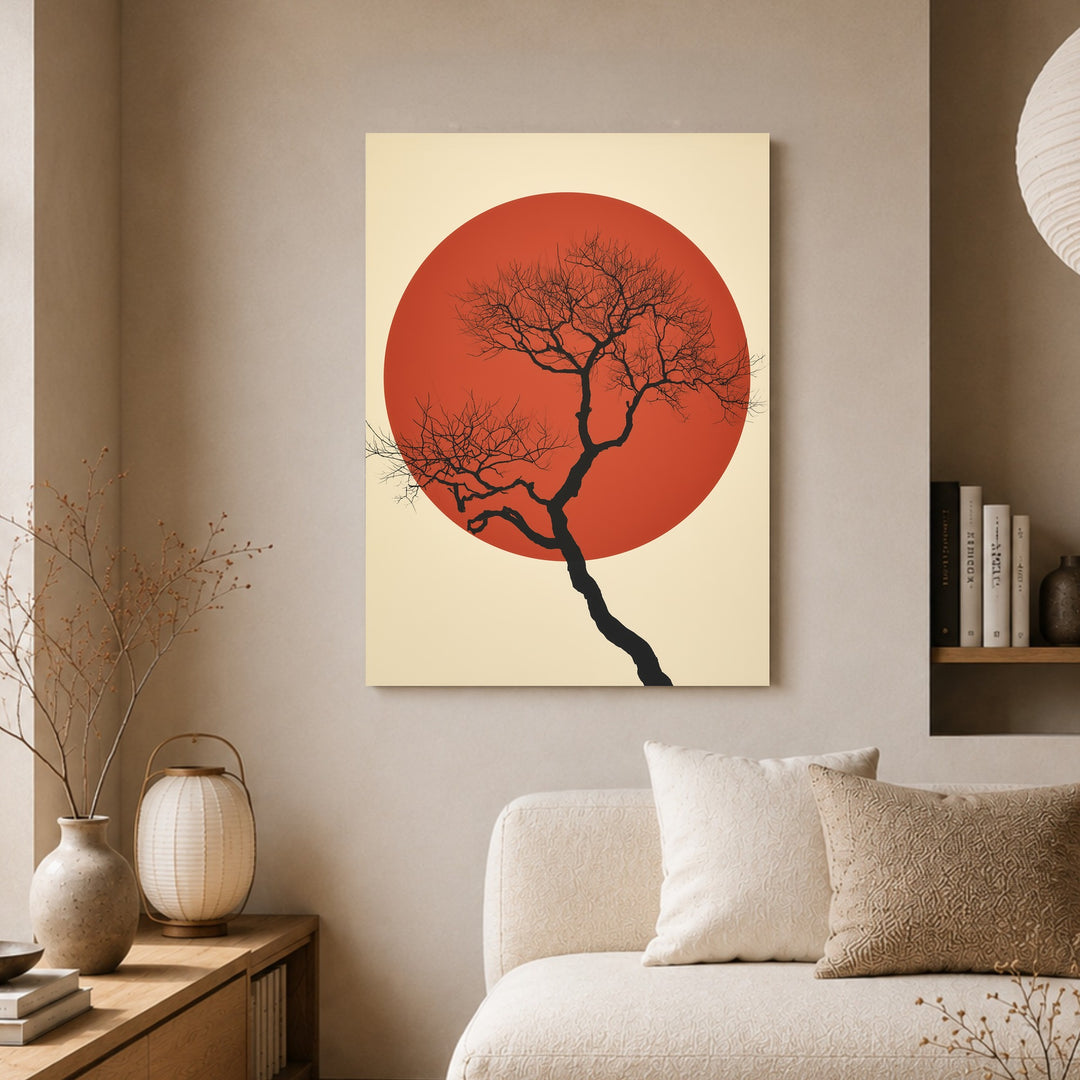 Roter Mond kahler Baum Leinwandbild – Ohne Rahmen – Produktfoto
