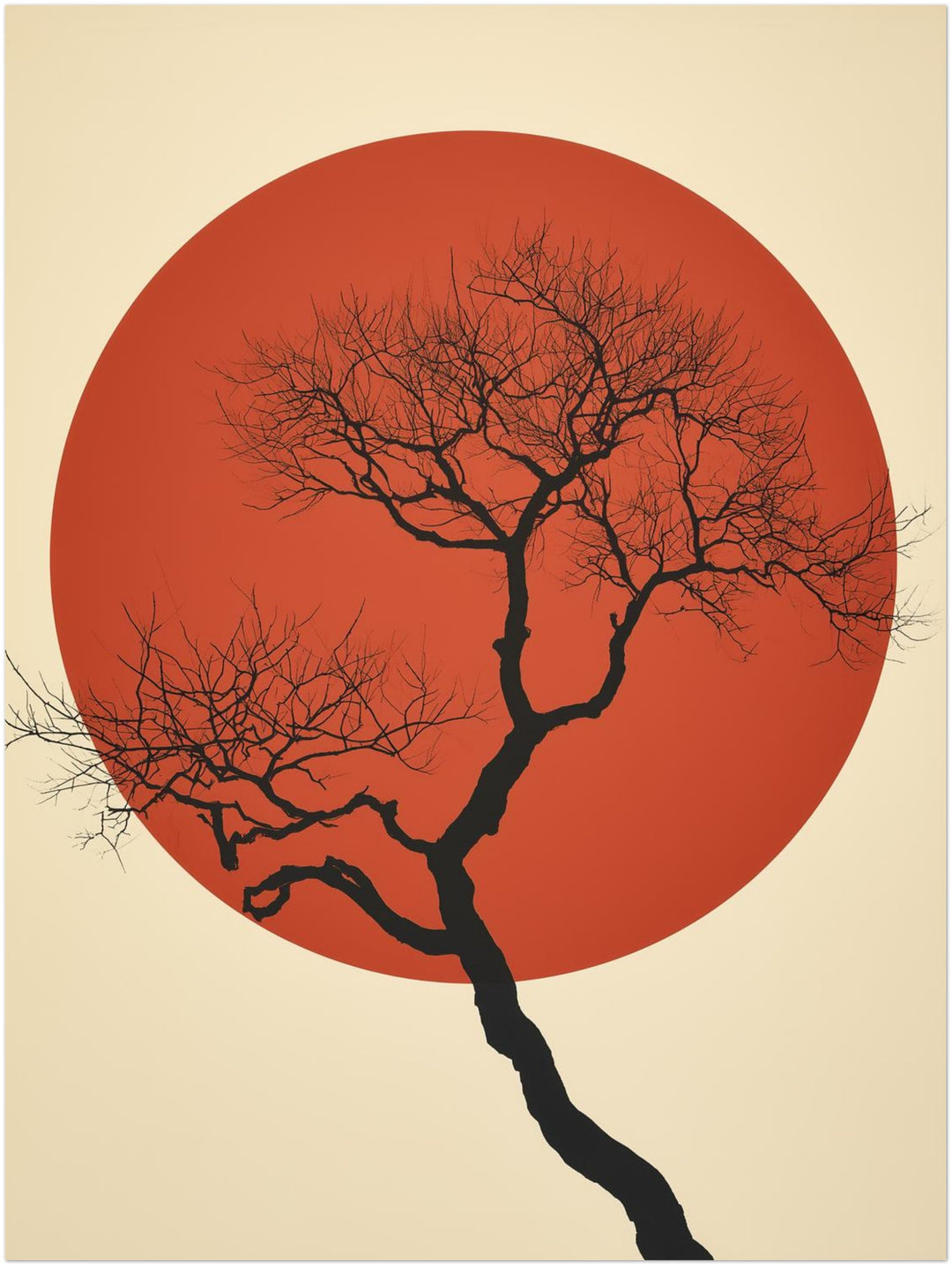 Roter Mond kahler Baum Leinwandbild – Ohne Rahmen – Produktfoto