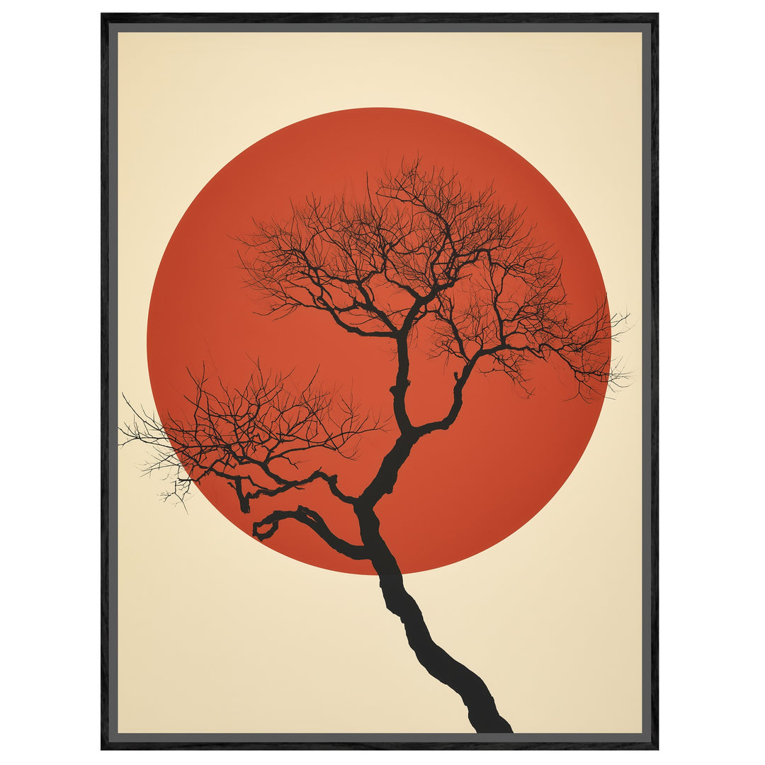 Roter Mond kahler Baum Leinwandbild – Leinwandbild