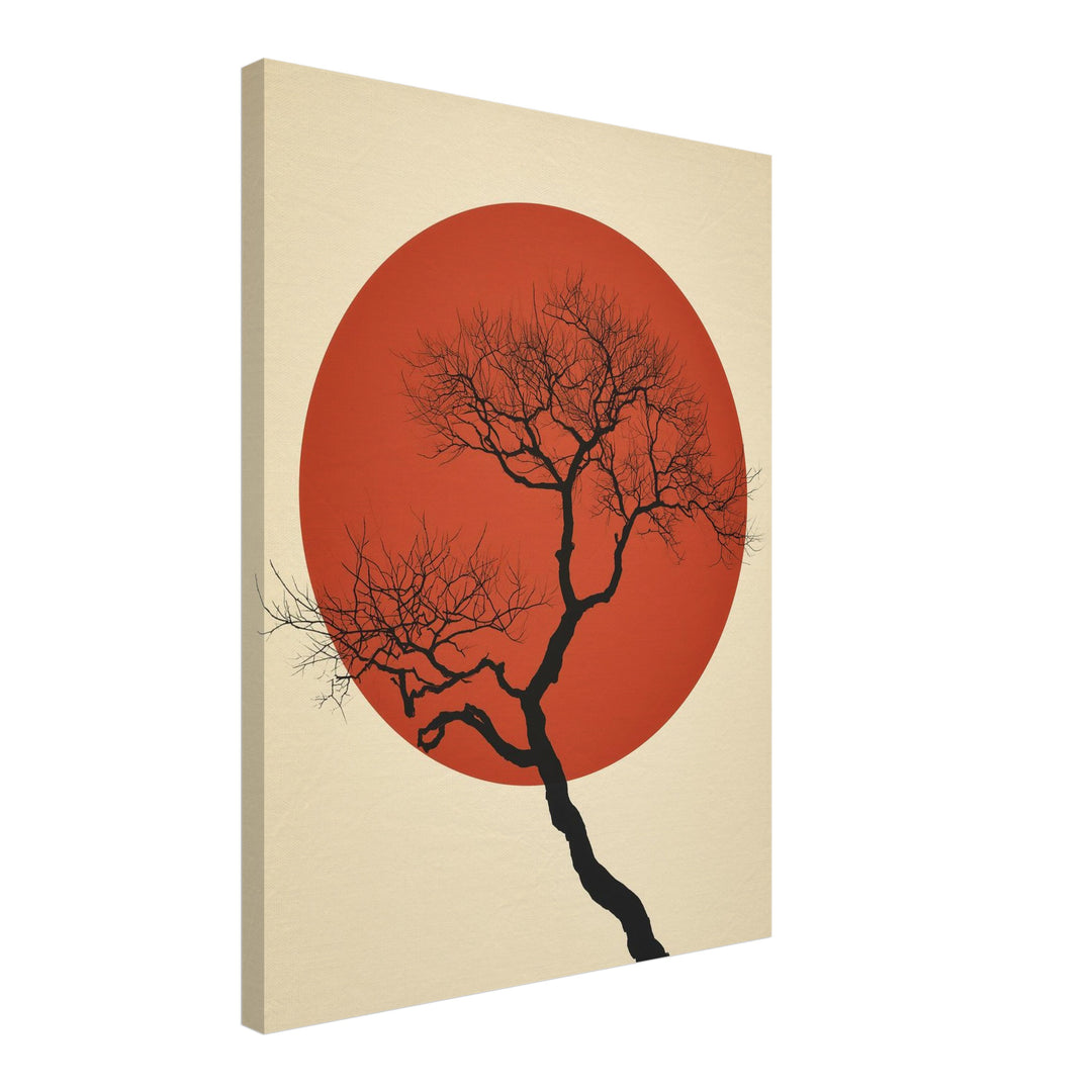 Roter Mond kahler Baum Leinwandbild – Schräge Ansicht – Produktfoto