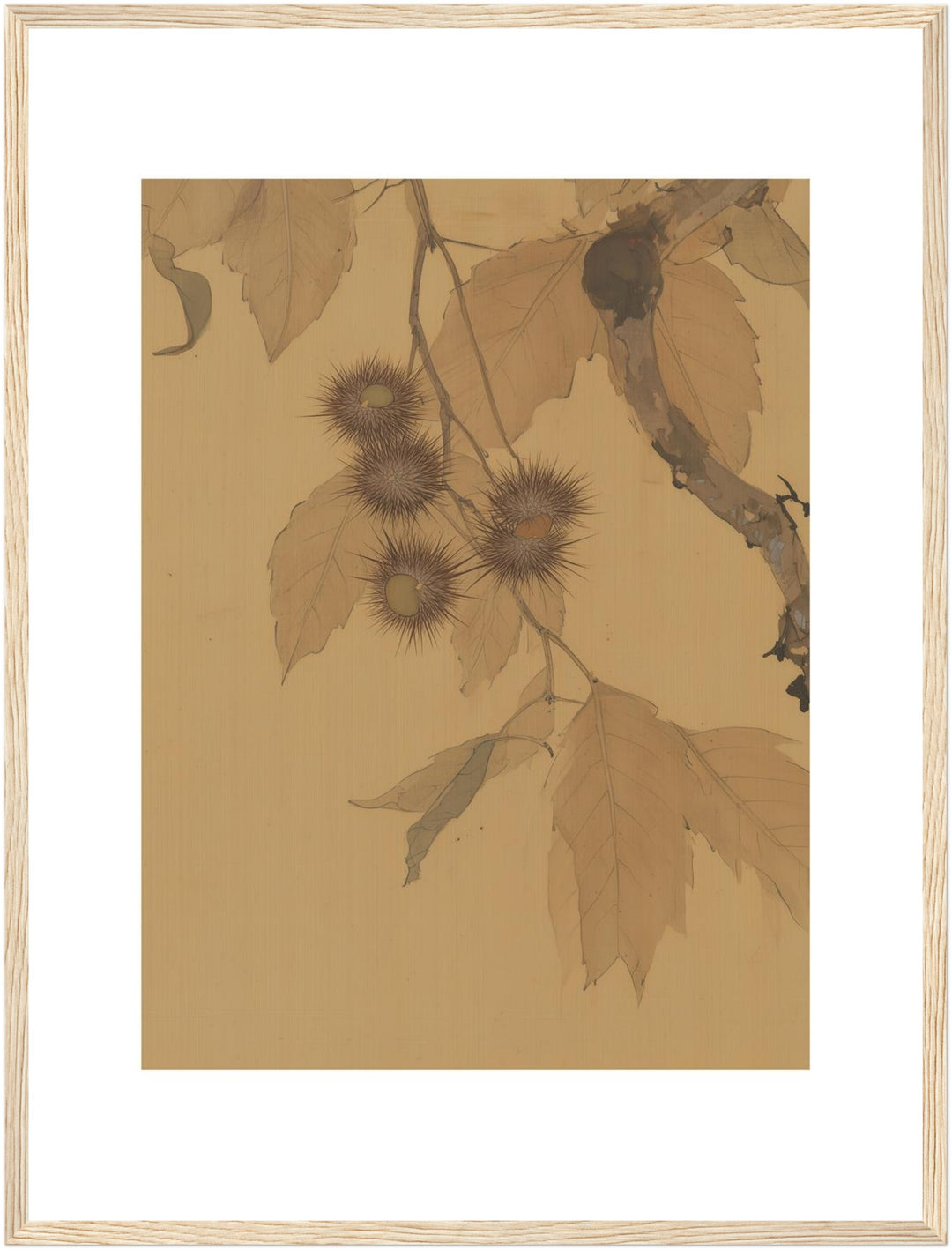 Kastanien im Herbstlicht Poster – Holz natur Rahmen – Produktfoto