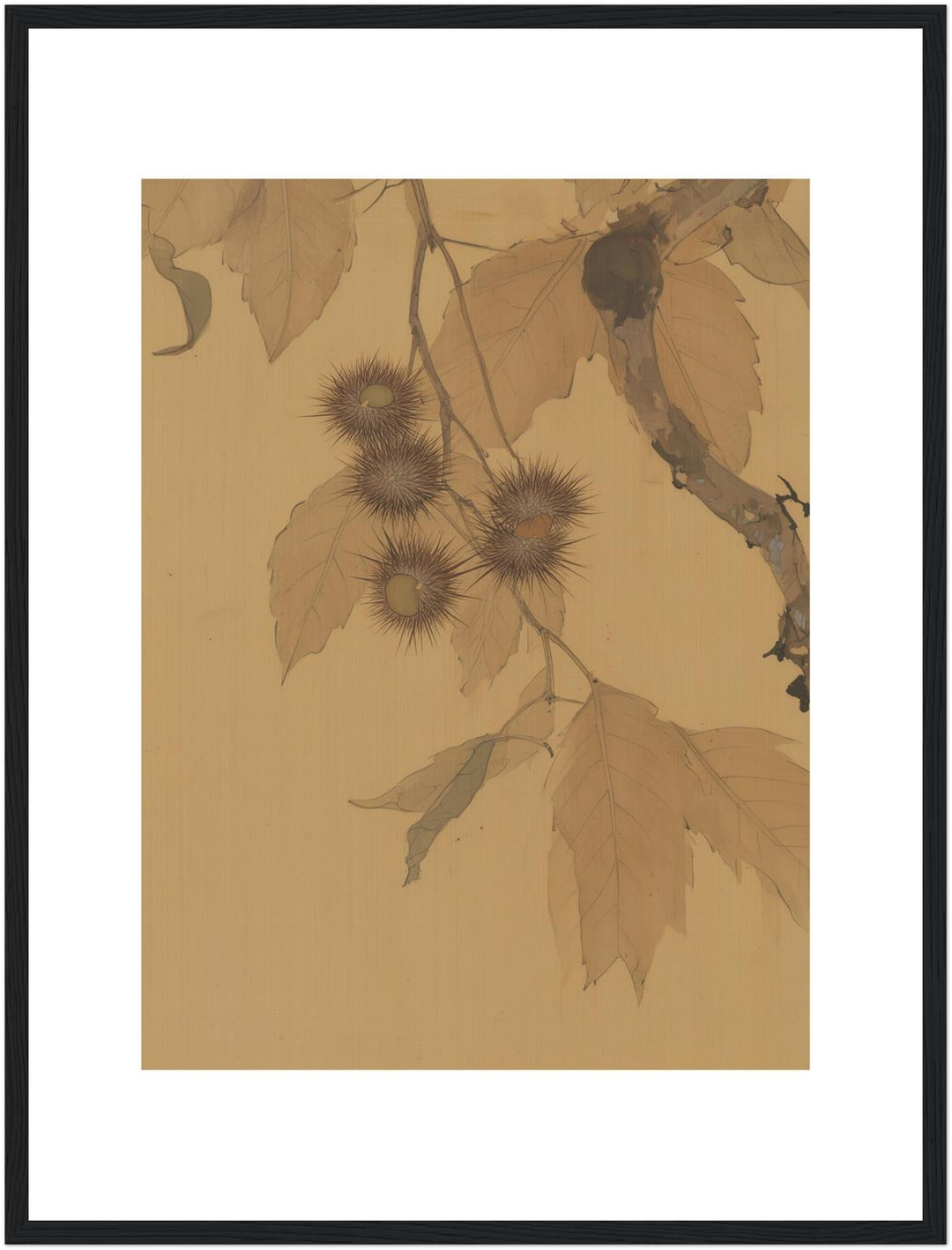 Kastanien im Herbstlicht Poster – Schwarzer Rahmen – Produktfoto
