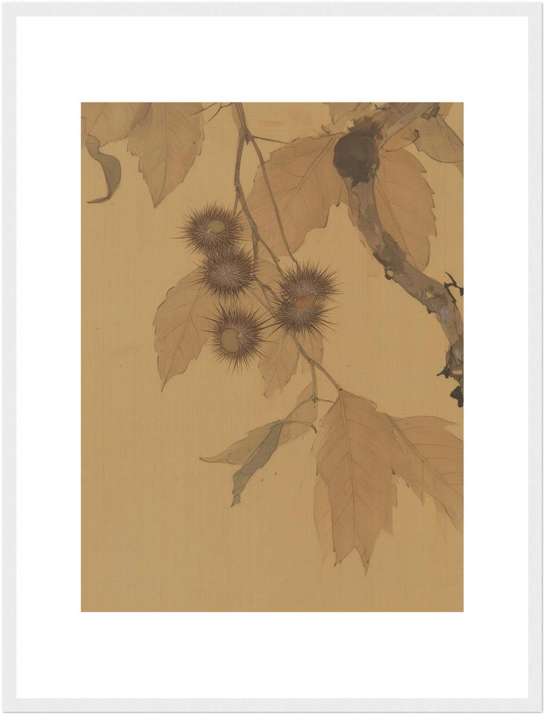 Kastanien im Herbstlicht Poster – Weißer Rahmen – Produktfoto
