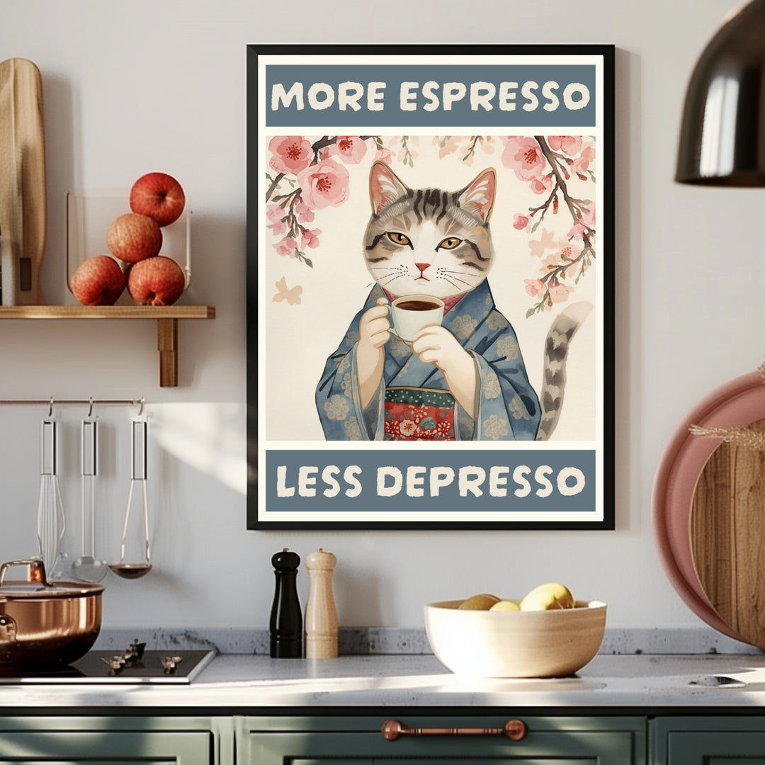 Katze mit Espressotasse Poster abstrakt – mattes Kunstdruck-Papier – Ansicht 4
