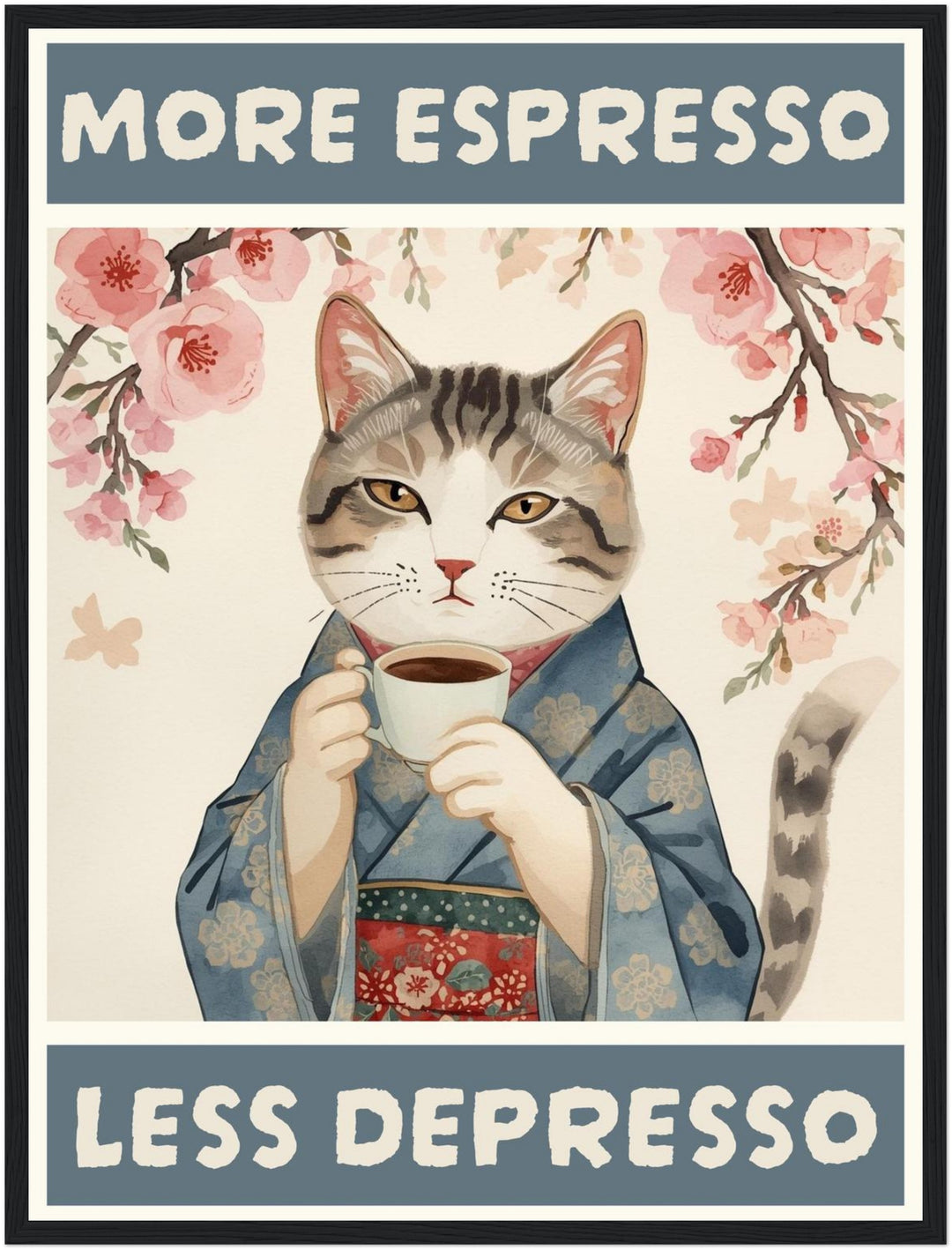 Katze mit Espressotasse Poster abstrakt – mattes Kunstdruck-Papier – Ansicht 6