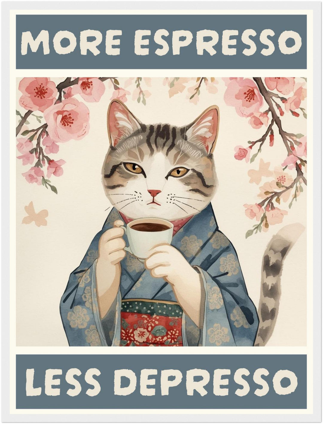Katze mit Espressotasse Poster abstrakt – mattes Kunstdruck-Papier – Ansicht 5