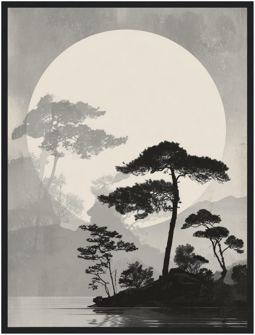 Kiefern vor Vollmond Poster Japandi – mattes Kunstdruck-Papier – Ansicht 5