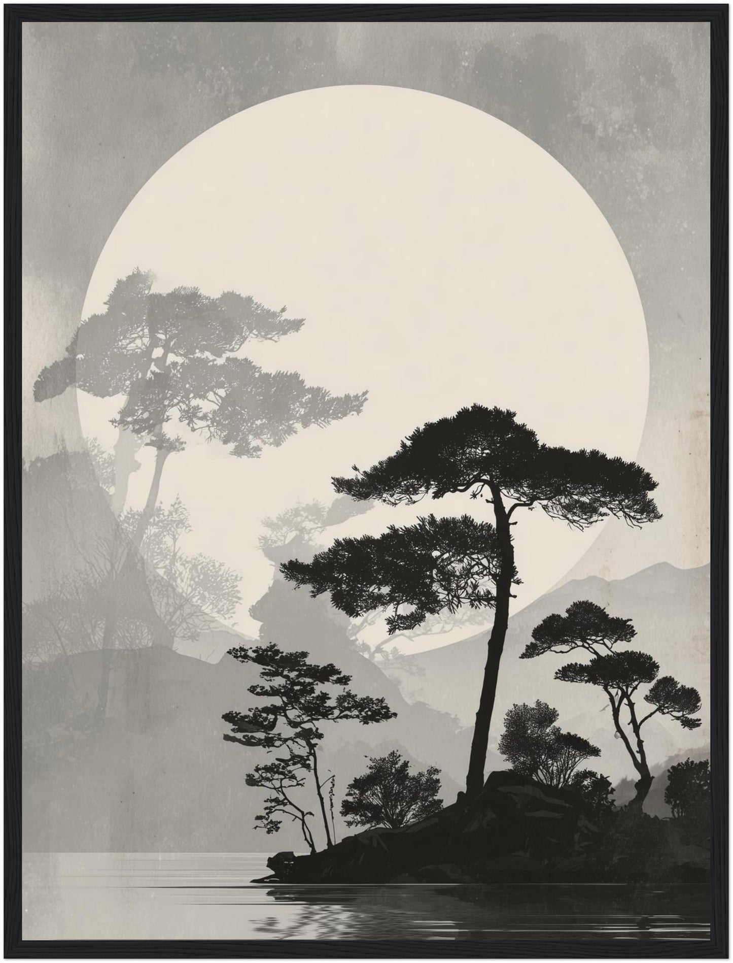 Kiefern vor Vollmond Poster