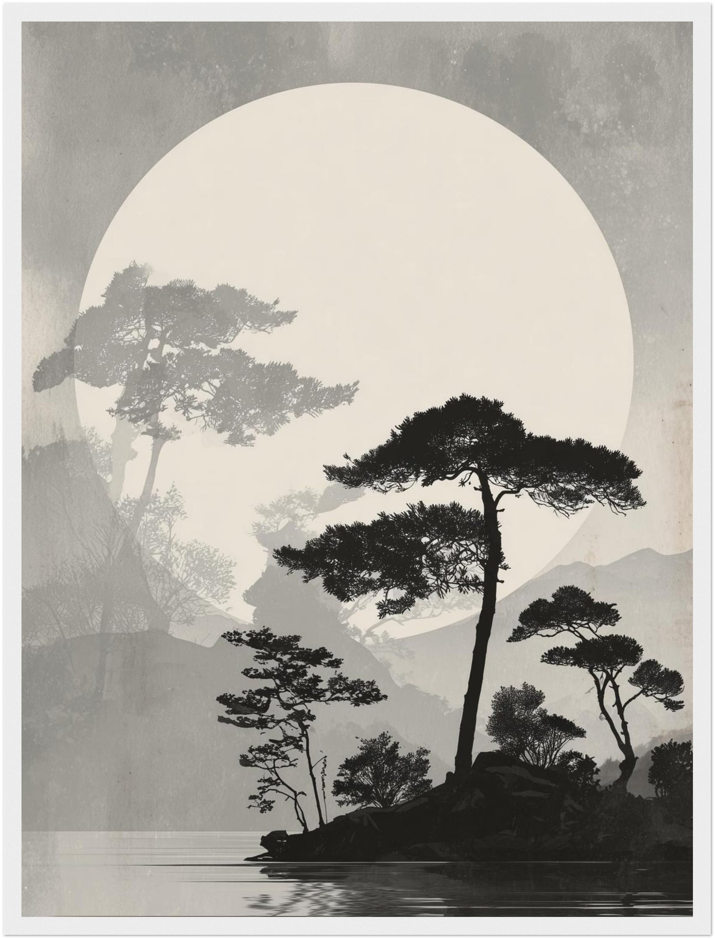 Kiefern vor Vollmond Poster