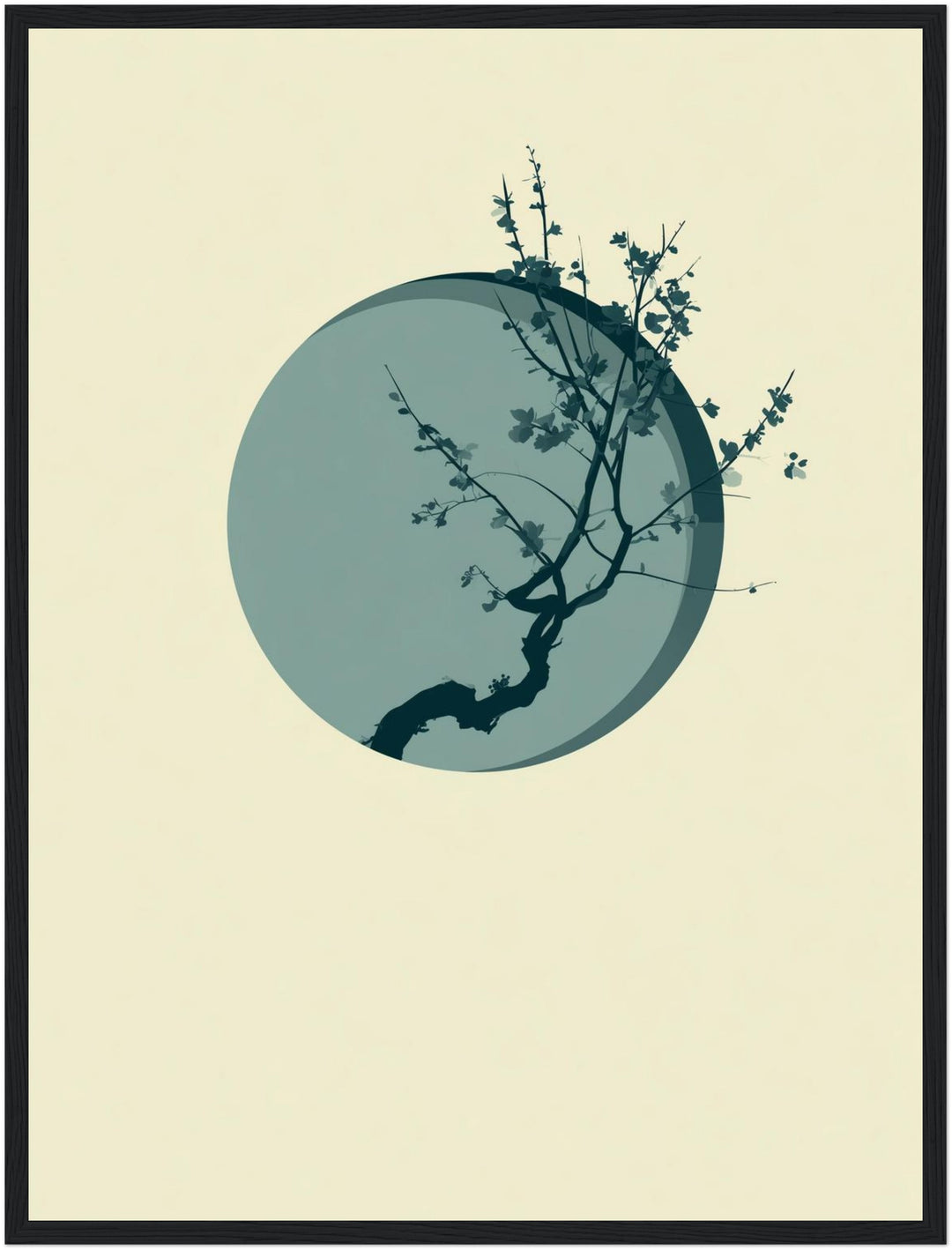 Kirschblüte im Mondlicht Poster – Schwarzer Rahmen – Produktfoto