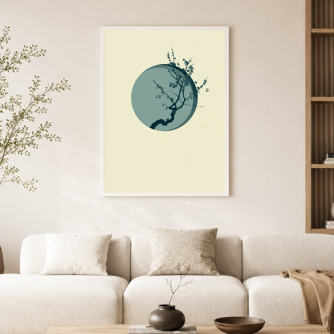 Kirschblüte im Mondlicht Poster – Weißer Rahmen – Produktfoto