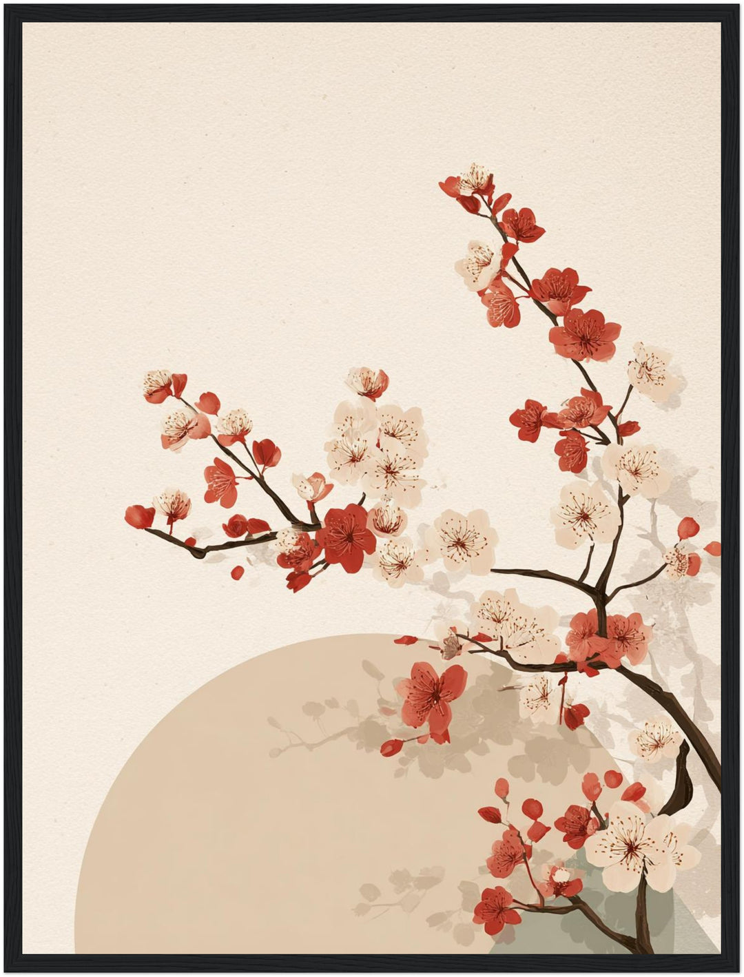 Kirschblütenzweig mit Sonne Poster Japandi – mattes Kunstdruck-Papier – Ansicht 5