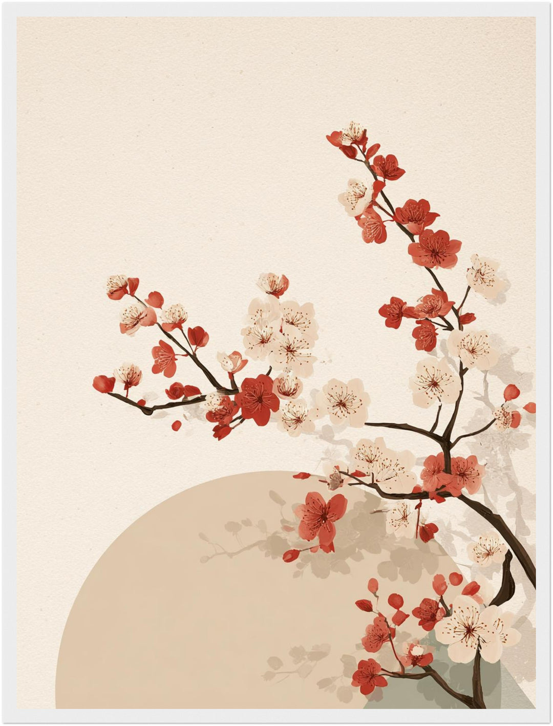 Kirschblütenzweig mit Sonne Poster Japandi – mattes Kunstdruck-Papier – Ansicht 6