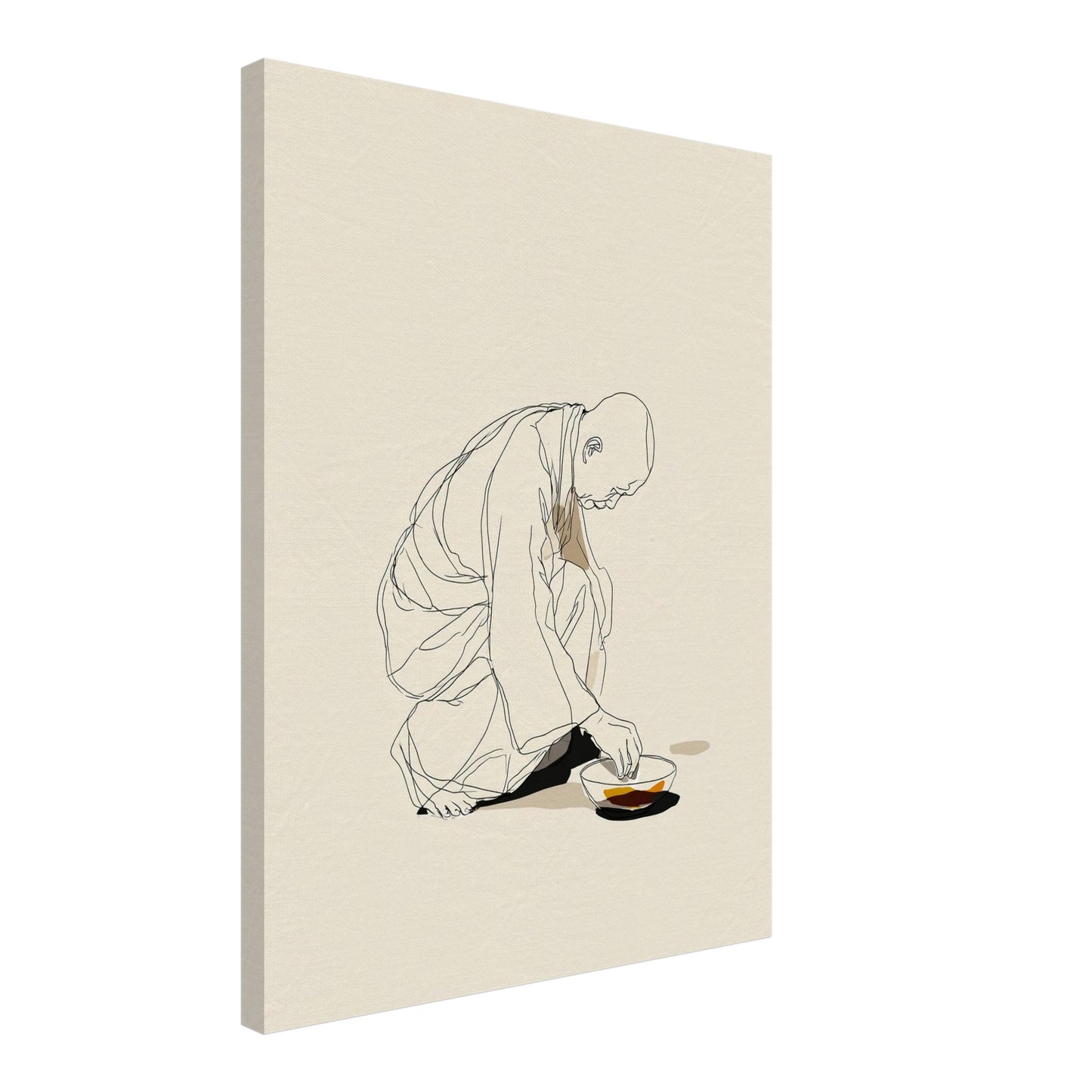 Kniender Mönch mit Schlüssel Leinwandbild