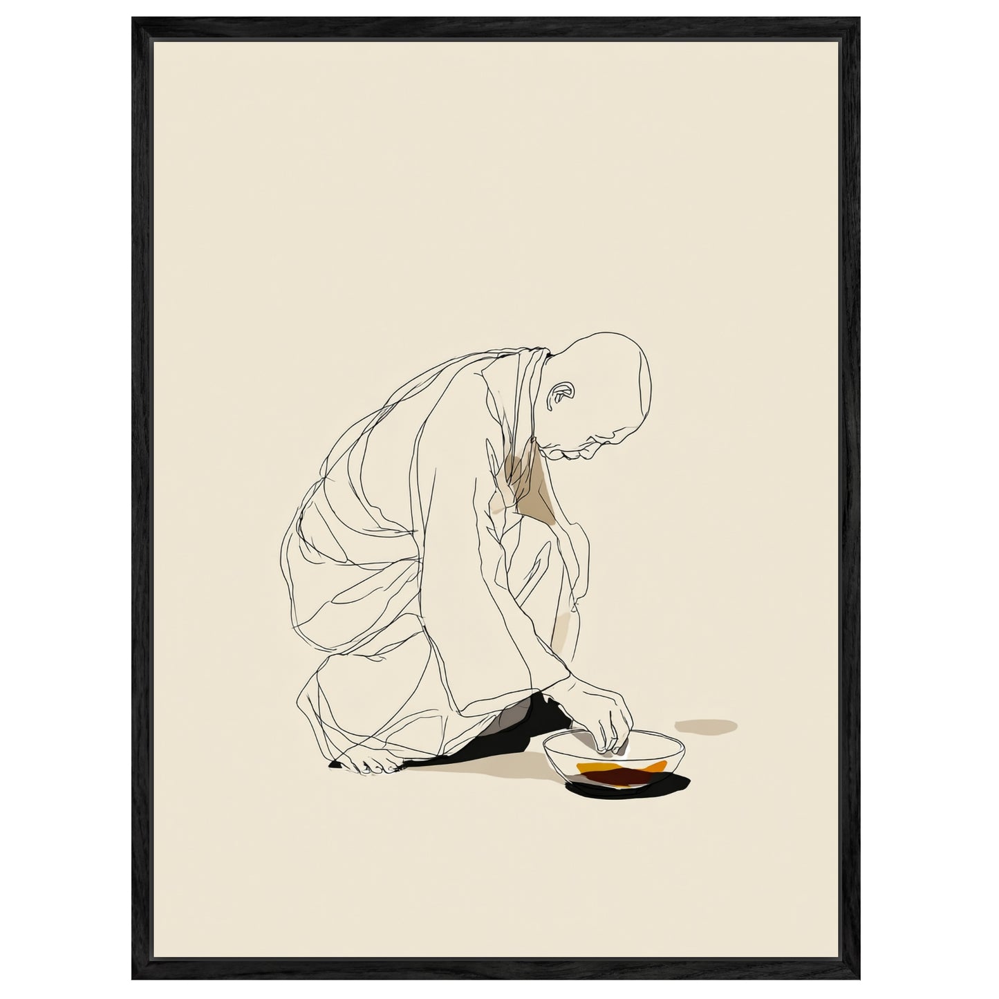 Kniender Mönch mit Schlüssel Leinwandbild