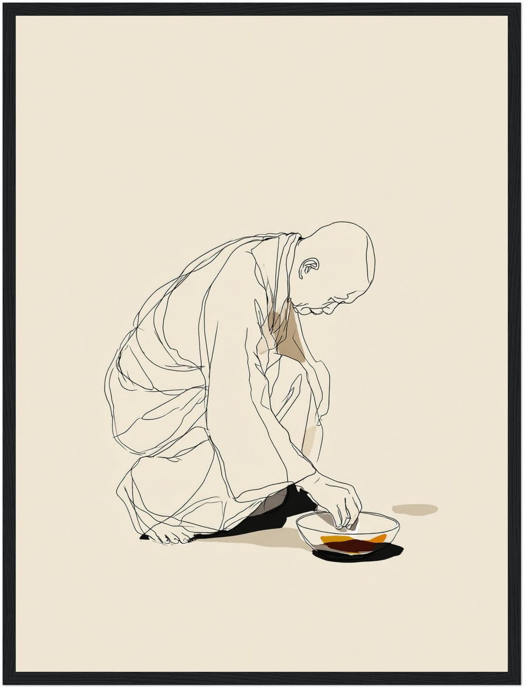 Kniender Mönch mit Schlüssel Poster Japandi – mattes Kunstdruck-Papier – Ansicht 5