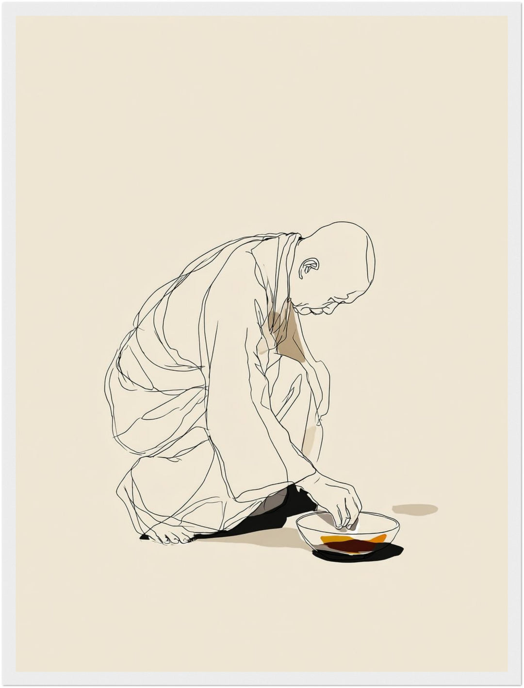 Kniender Mönch mit Schlüssel Poster Japandi – mattes Kunstdruck-Papier – Ansicht 6