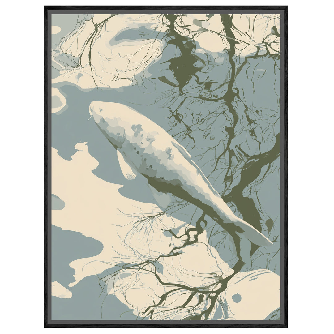 Weißer Koi im Spiegelbad Leinwandbild – Leinwandbild