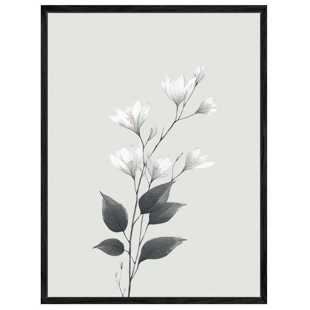 Zarte Kirschblüten Leinwandbild Japandi – Leinwand auf Holzrahmen – Ansicht 3