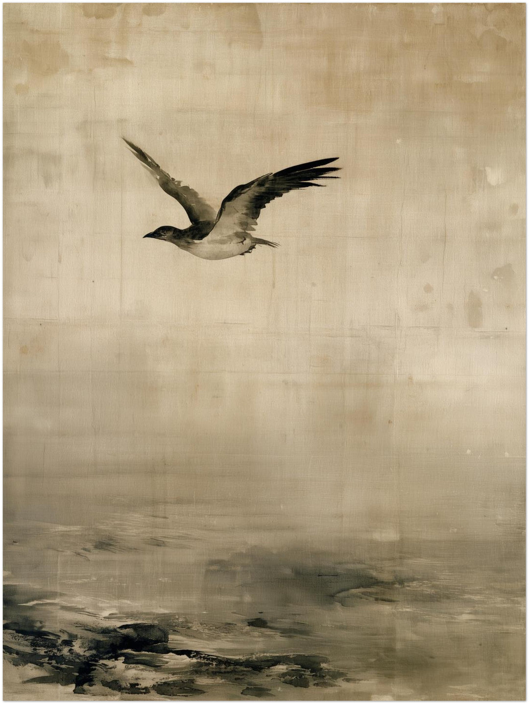 Möwe über stilles Wasser Poster – Ohne Rahmen – Produktfoto